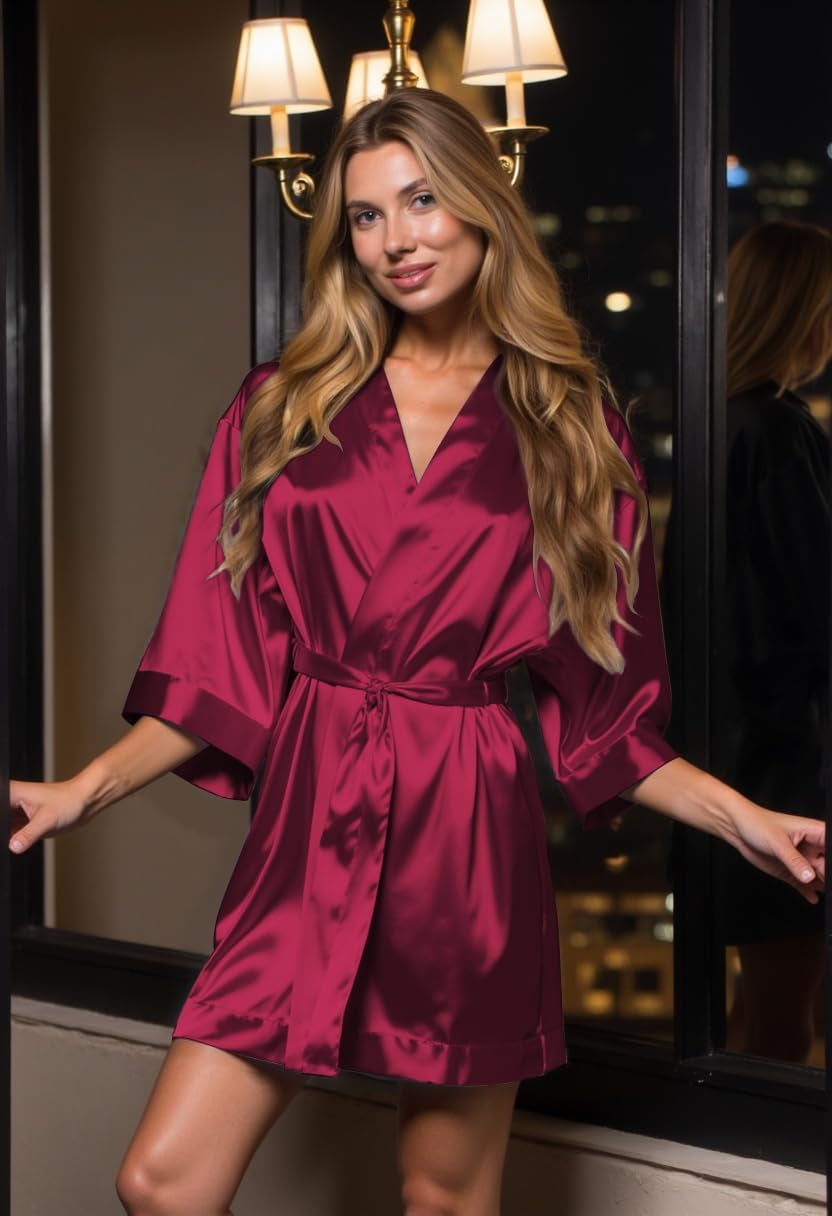Satin Kimono Robes for Brides and Bridesmaids - Luxurious Silky Lingerie Wraps